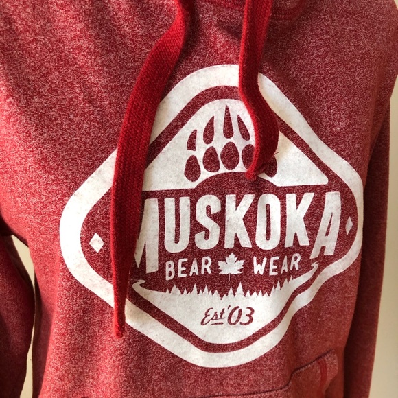 Muskoka Bear Wear Hoodie Red XS - Picture 2 of 4